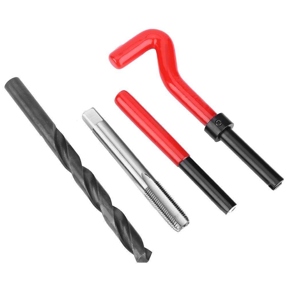17 sztuk zestaw do naprawy gwintów, metryczny M11x1.25mm zestaw do naprawy gwintów ze stali nierdzewnej wiertło kręte klucz sześciokątny gwintownik uszkodzony gwint naprawa narzędzi ręcznych