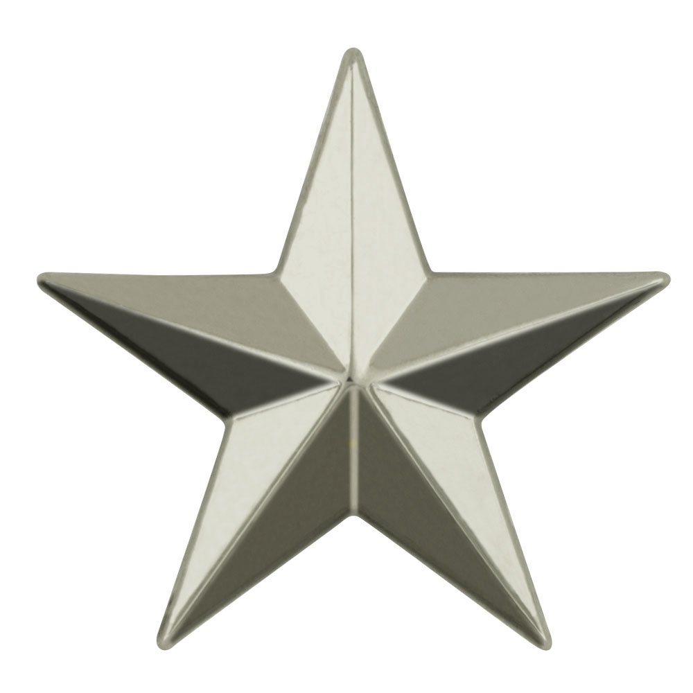 Military 3D 5 Point Silver Star Lapel Pin