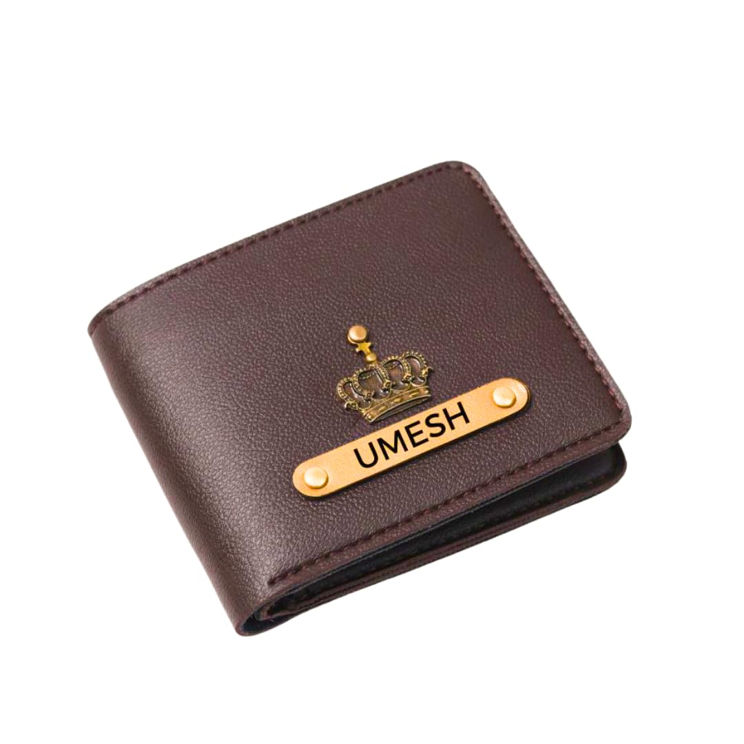 Men's Customized Wallet I Personalised Slim Stylish Leather Purse with Name & Charm I Unique Birthday Anniversary Gift for Men Boy Love Husband Employees Clients (Brown)-image-14