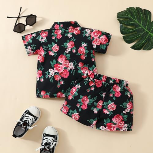 Conjunto de 2 piezas infantil transpirable con estampado floral colorido de verano 4