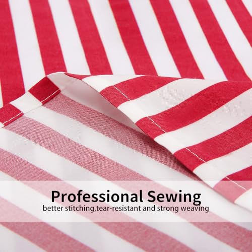 Image of Best Season Ticking Stripe Sheet Set,3 Piece Twin Size Microfiber Bedding,Burgundy Red and White Pinstripe Patterned,Deep Pocket