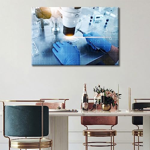 Image of TUMOVO 1 Panel Microscope Medicine Poster Canvas Wall Art Clinical Laboratory Posters and Prints Young Scientist Bathroom Decor Wall Art Print on Canvas Framed Ready to Hang, 24 inch Wx36 H
