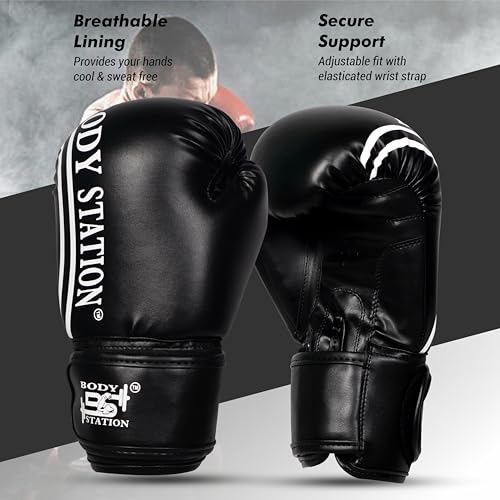 Image of Boxing Gloves - Faux Leather Training Gloves with Hook and Loop Velcro Closure for Long-Lasting Strength and Durability