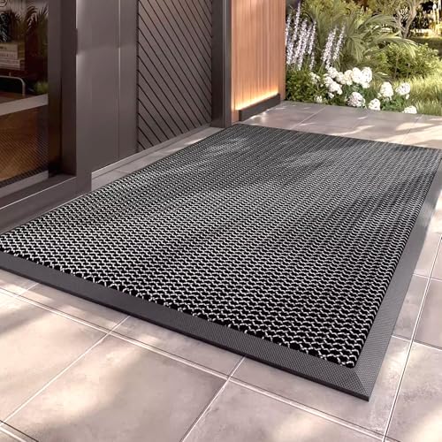 Nicoman Fußmatte Außen rutschfest 76×43 cm – Fußabtreter & wetterfeste Schmutzfangmatte für Haustür und Eingangsbereich – TPE-Rücken, Polyester-Oberfläche (Dark Grey, 76x43)
