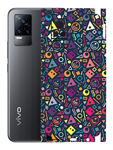 Image of AtOdds - Vivo Y73 Mobile Back Skin Rear Screen Guard Protector Film Wrap (Coverage - Back+Camera+Sides) (Shapes Graffiti)