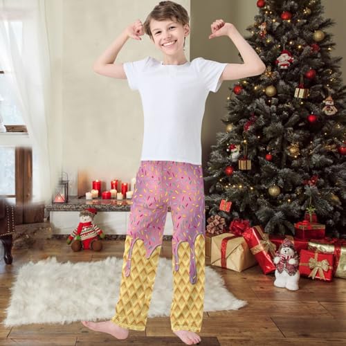 Boys' Pants Orchid Ice Cream Drip Joggers Elastic Long Bottoms Trousers Sweatpants with Pockets Size 6-142