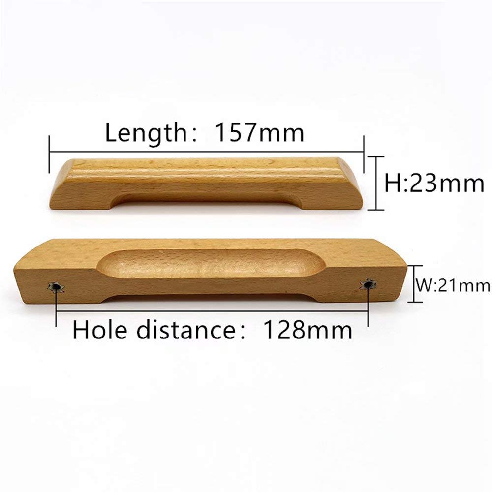 128 mm Schubladenknöpfe aus Holz, Massivholz, Schrankgriffe, Hardware, Möbel, Kommode, Kleiderschrank, Schrankgriffe, 10 Stück (Lochabstand: 128 mm)