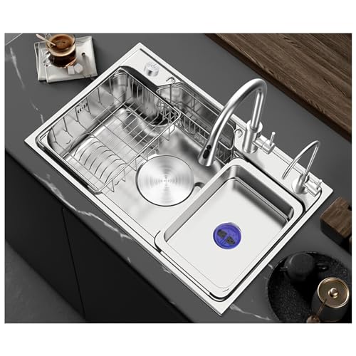 Fregadero de cocina de acero inoxidable 304 27.5 pulgadas, disipador multifuncional de la barra de la estación de trabajo con grifo extraído, tablero de drenaje nano recubierto, resistente a la roya y