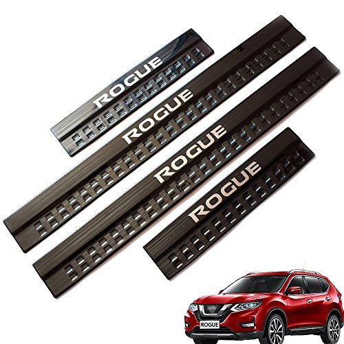 Weigesi Stainless Steel Door Sills Scuff Plate for Nissan Rogue 2014-2019 2020 Accessories Black