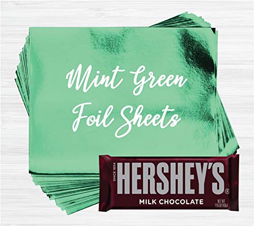 Mint Green Shiny Candy Bar Wrapper Foil Sheets for over wrapping chocolate bars - 40 Sheets