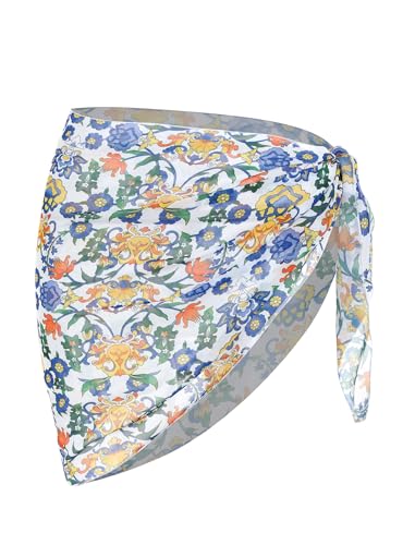 Image of ZAFUL Women's Sarong Coverups Beach Wrap Sheer Bikini Cover Up Mini Skirt | Wraps Swimwear, Cover Ups for Swimwear, Multi-Wear, Texture, Floral