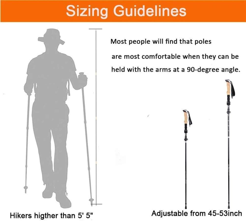 Walking Trekking Poles 2pc/Set - Lightweight Collapsible Adjustable Aluminum Telescopic Hiking Pole Walking Sticks Pair with Nordic Trek Accessories for Women Men Seniors Trail Hik