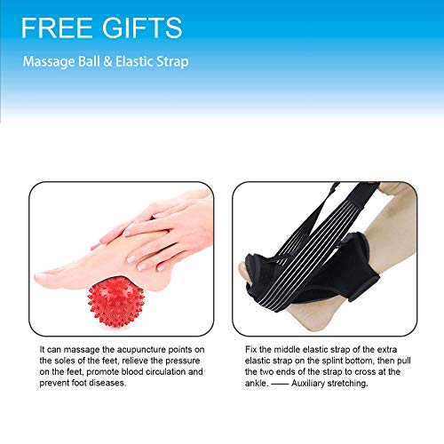 Plantar Fasciitis Night Splint Foot Drop Orthotic Brace, Adjustable Elastic Dorsal Night Splint for Plantar Fasciitis, Orthotic Brace Sleep Support Pain Relief from Tendonitis, Heel, Arch (Red)