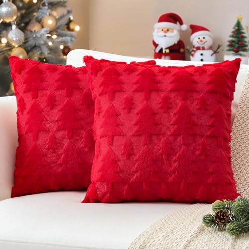 JOTOM 2er Set Weihnachten Kissenbezüge, Plüsch Kurze Wolle Dekorativ...