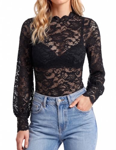 Avidlove Womens Lace Long Sleeve Top Sexy See Thro...
