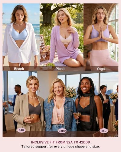 Image of As Fairy Wireless Bras for Women Jelly Push Up Scalloped T-Shirt Bra
