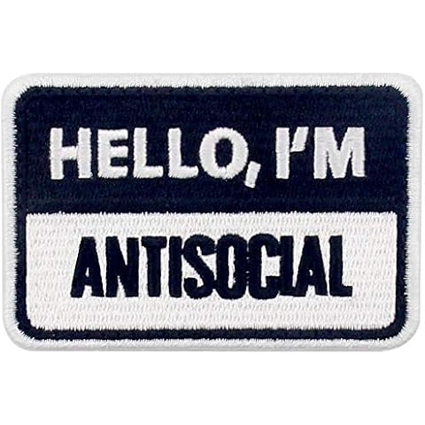 EmbTao Hello I Am Antisocial Tactical Patch Embroidered Morale Applique Fastener Hook & Loop Emblem Cover