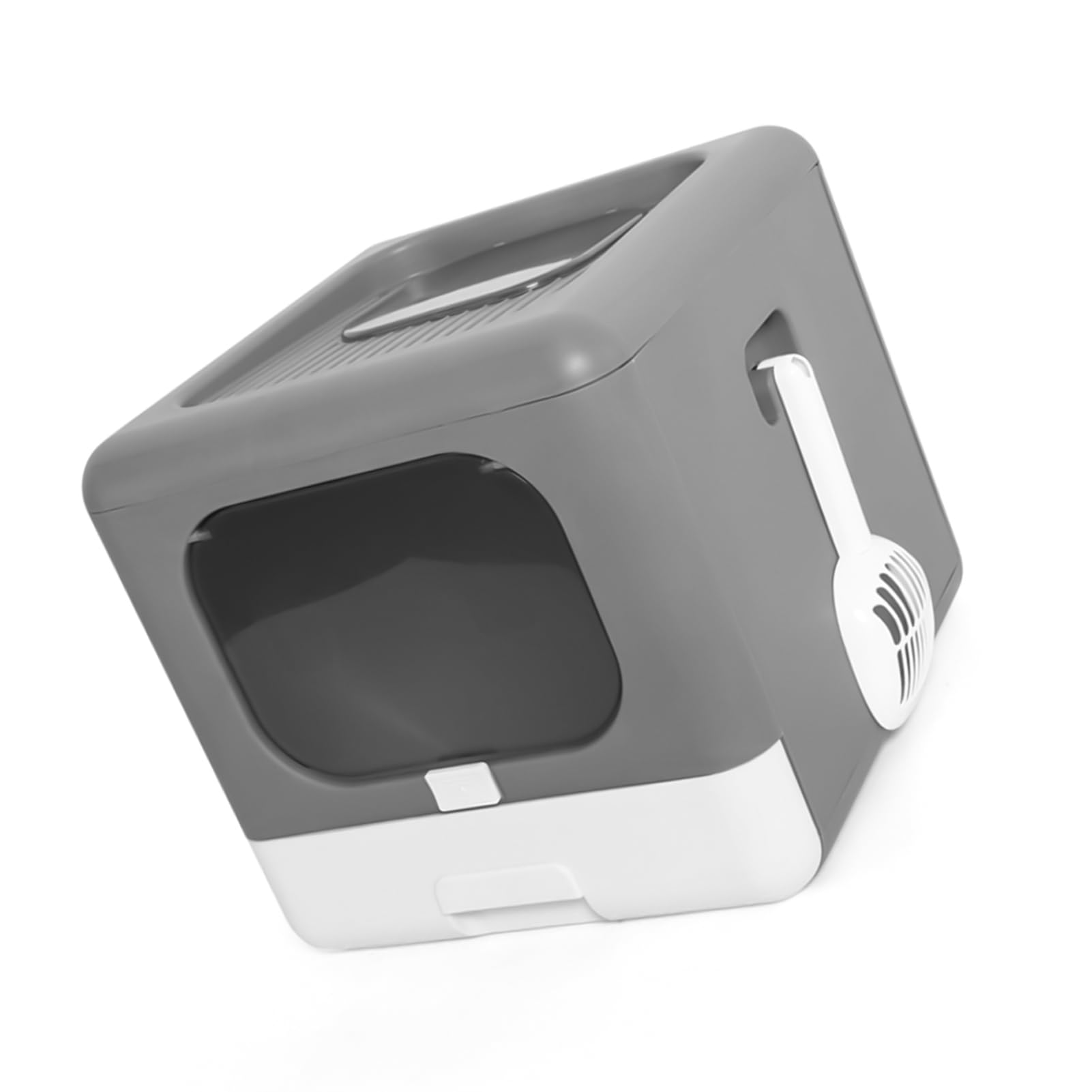 Lettiera con Gatto Grande Portatile Portatile Pieghevole Box Completamente Chiuso in Vasino Entry Entry Olest Cotto di Uscita Grigio Grigio (GREY)