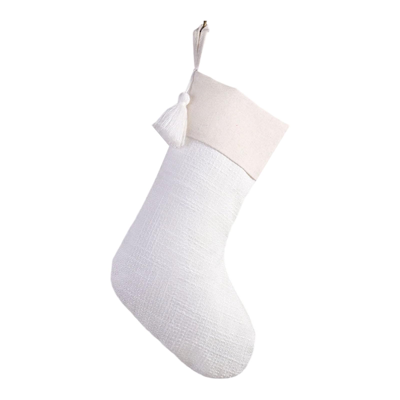KAQNTUD Decorative Tassels Christmas Hanging Socks Home Decoration Fabric Stocking For Stairs Bedroom Fireplaces Christmas Stocking
