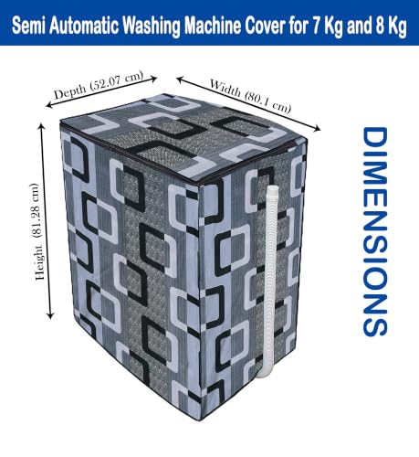 Image of Polyester Semi-Automatic Washing Machine Cover For Compatible 7Kg - 8Kg Dustproof WM Cover 20