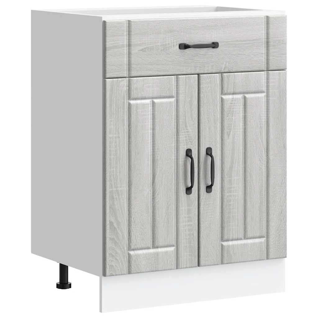 vidaXL Kitchen Base Cabinet Lucca Grey Sonoma Engineered Wood, sink base cabinet, base kitchen cabinet with drawer, sink base unit