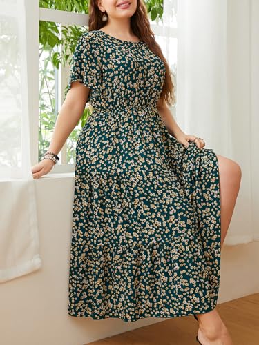 Robe d'été bohème mi-longue à manches courtes coupe fluide - 5