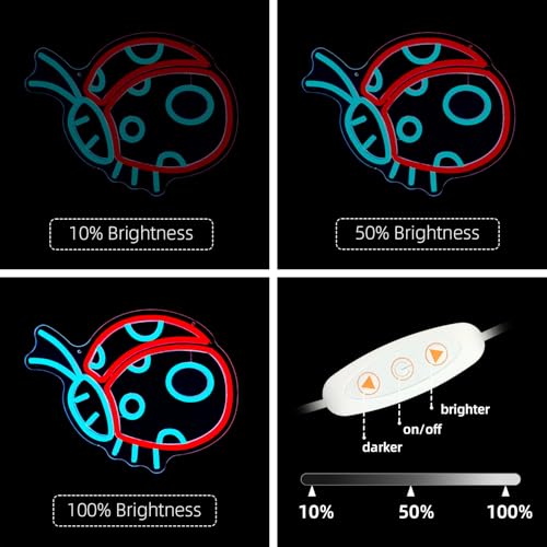 Image of Ladybug Neon Signs for Wall Decor Cute Neon Sign Ladybug Led Sign Ladybug Light Up Sign Dimmable Neon Lights for Bedroom Birthday Party Easter Christmas Ladybug Decor Gifts
