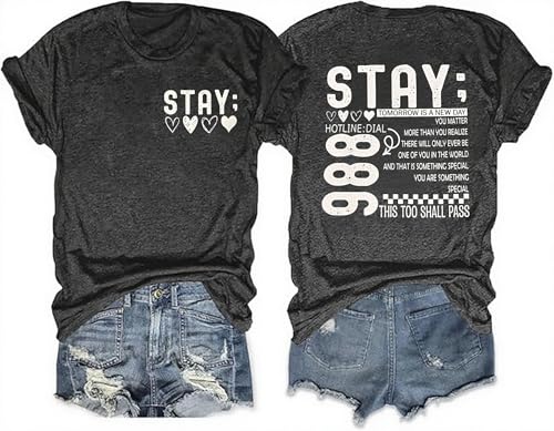 Suicide Awareness for Women: Stay Tomorrow Needs You 988 Suicide Prevention Shirt Mental Health Short Sleeve Tee Top