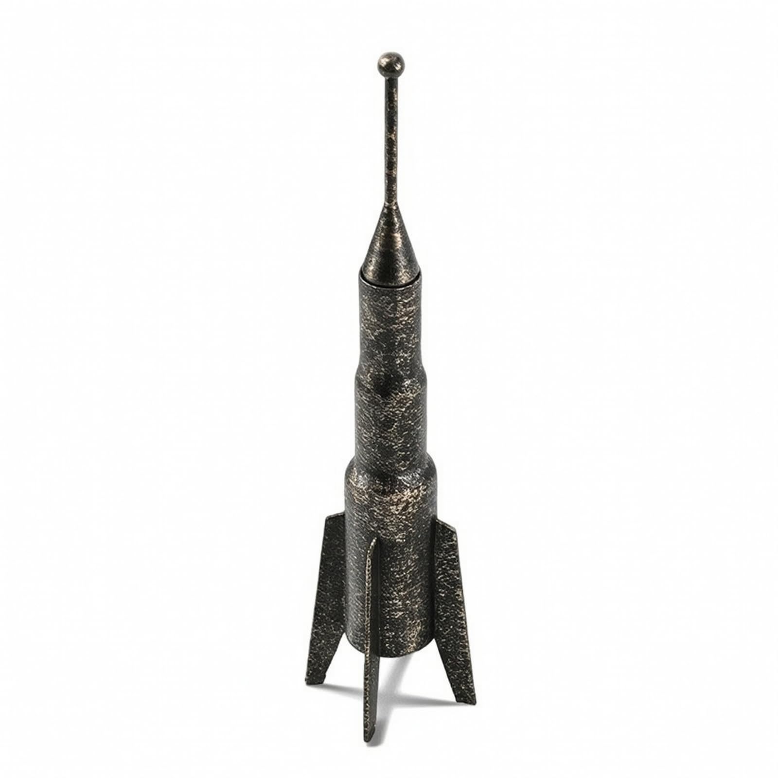 Figurina Spaziale per Bambini Statuetta Astronave Mini Decorazione Modello da Appoggio in Metallo Stile d'Epoca con Punta Affusolata E Asta Antenna, 90 90 350mm