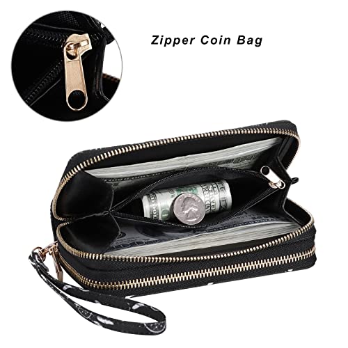 Image of Cellphone Wallet for Women Dual Zipper Long Purse with Removable Wristlet