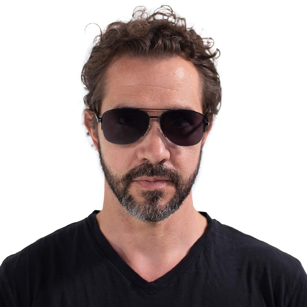 VITENZI Bifocal Sunglasses for Men and Women Square Aviator Reading Sun Tinted Glasses with Readers - Anzio in Black 1.75