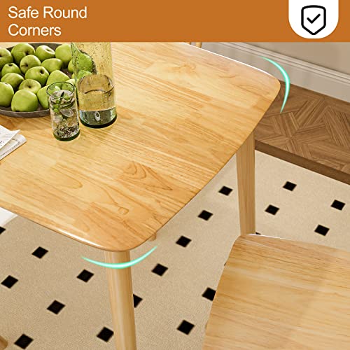 Ikifly 47 Inch Rectangular Solid Wood Dining Table - Mid Century Modern Kitchen Table With Solid Wood Legs, Dining Room Table For Home Furniture - Oak Natural #TOP6