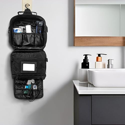 Miniatura 3 de SMONT Neceser táctico para hombre, 9.5 pulgadas, kit de Dopp colgante, bolsa de higiene de afeitado para viajes y baño