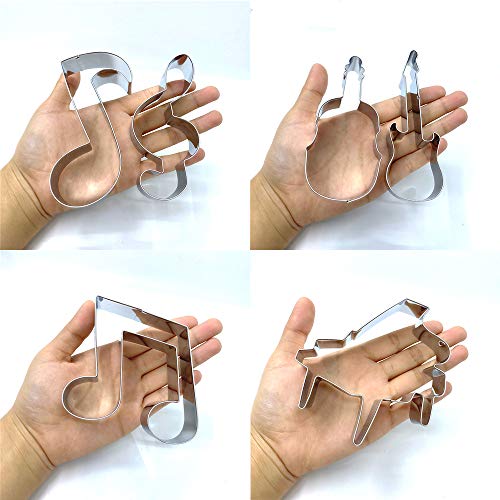 Liliao Music Cookie Cutter Set - 6 Piece - Violin, Piano, Electric Guitar, Music Note, G Clef And Eighth Note Biscuit Fondant Cutters - Stainless Steel #TOP2