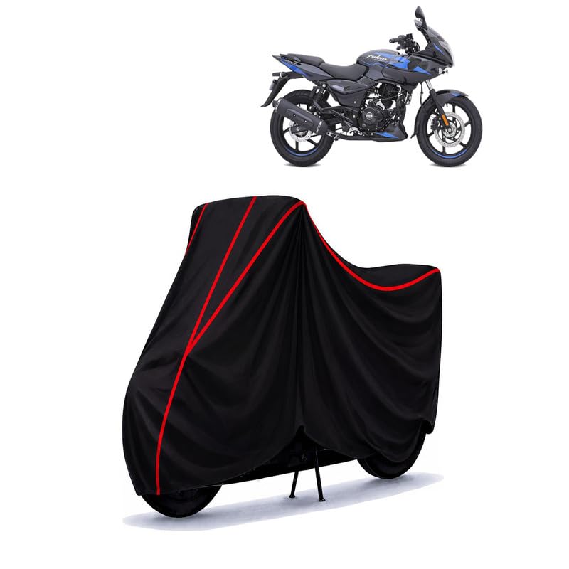 Image of Bajaj Pulsar 220 F Water Resistant Bike Cover for All Motorcycles & Rain | Heavy Duty Taffeta Fabric | UV Protection, Dustproof, Scratchproof | All Weather Two Wheeler Body Cover with Elastic Bottom