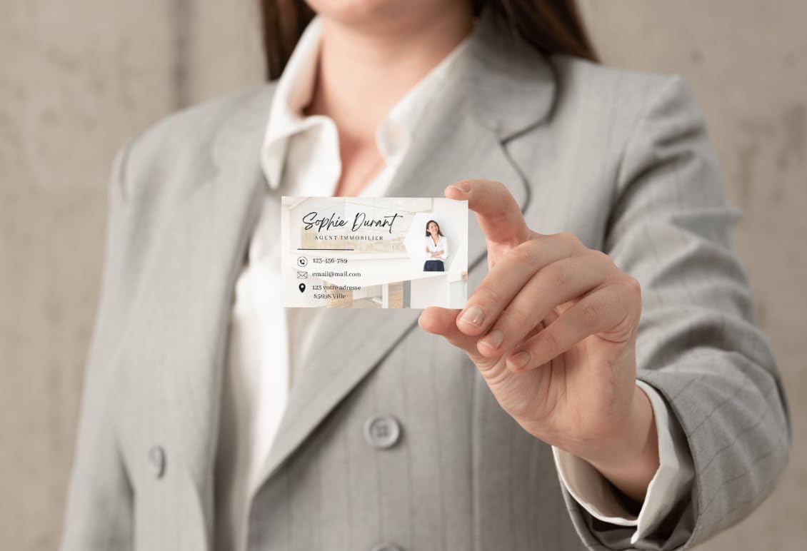 Juego de tarjetas de visita profesionales personalizadas impresión a doble cara - Agente de bienes raíces (250)