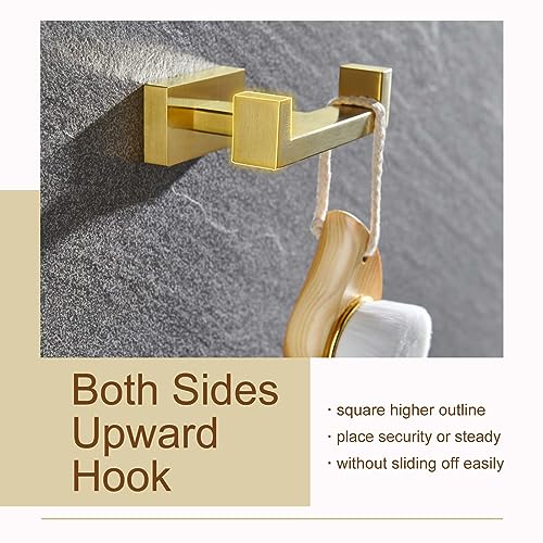 Aplusee Double Robe Towel Hook Brushed Gold, 304 Stainless Steel Bathroom Hand Towel Holder, Clothes Wall Hanger For Toilet Kitchen Cabinet #TOP4