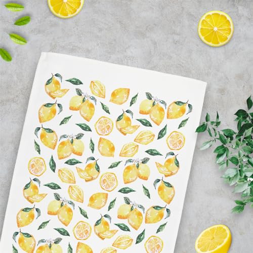 Paño de cocina de algodón Panamá de alta calidad en blanco y amarillo de 67 x 45 cm 3