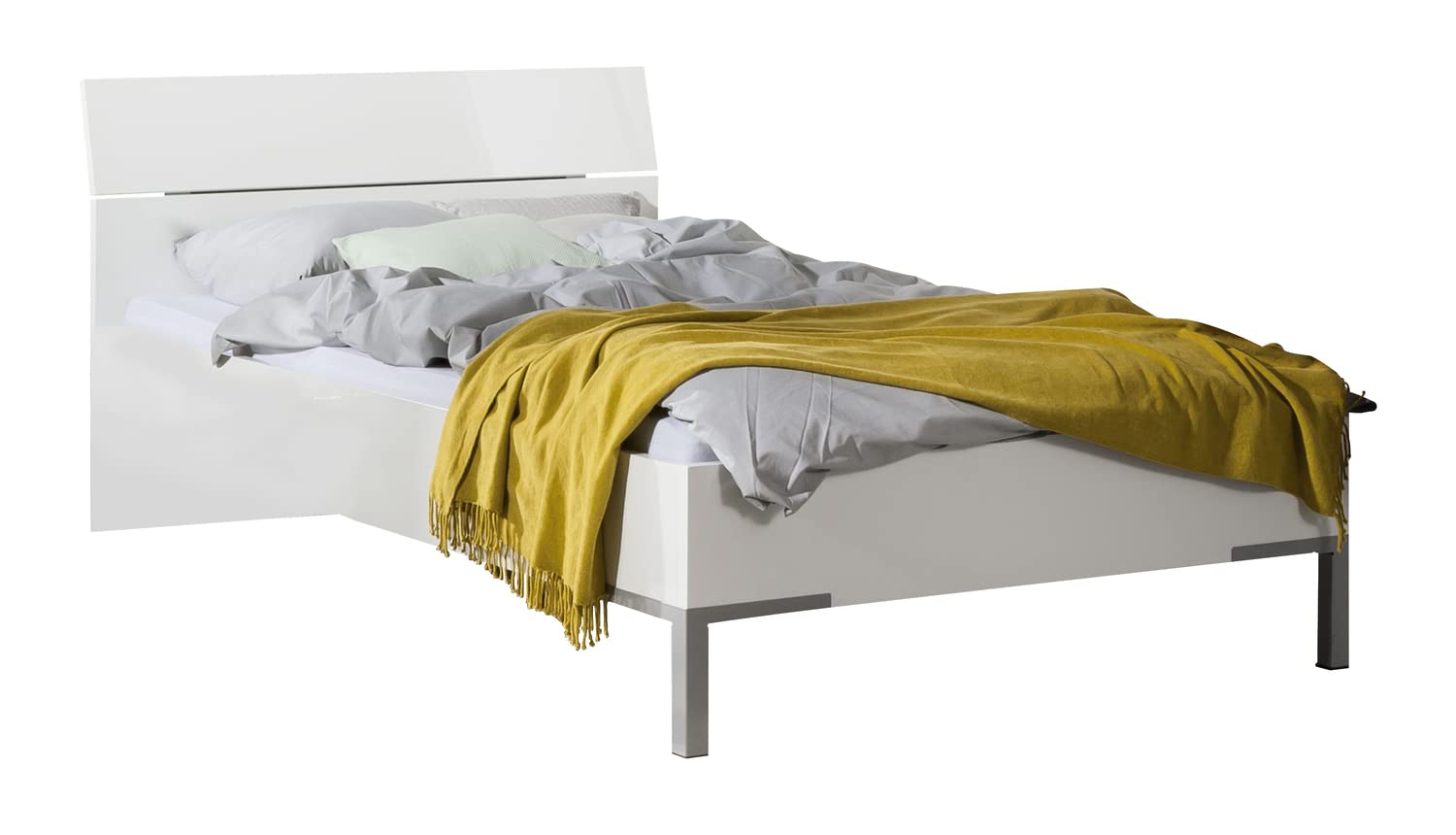 COMPOSAD | Letto della Linea PRIVILEGIO, Letto Una Piazza e Mezza Moderno, Struttura letto, (LxAxP) 126,40x86,80x211,80 cm, Colore Bianco Laccato, Made in Italy