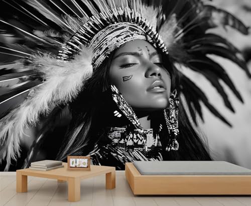 XBITUE Cultural Heritage Decor Wall Mural, Tribal Portrait Mural, American