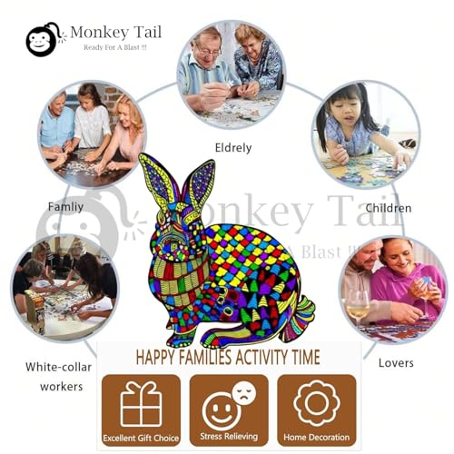 Image of MONKEYTAIL Whimsy Wooden Jigsaw Puzzle for Adults & Kids - Laser-Cut Pieces, 3D Puzzle Box as Birthday Gift for Boys & Girls - Brain Teaser, Home Decor & Family Game (RFLB, Size: Small)