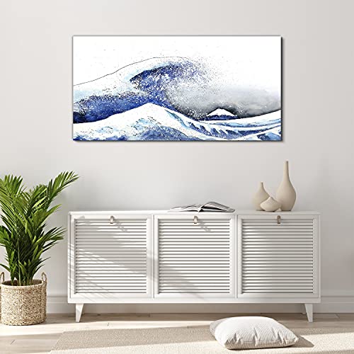 Image sur verre 120x60cm Japan Wave Watercolors tableau en verre trempé pour salon