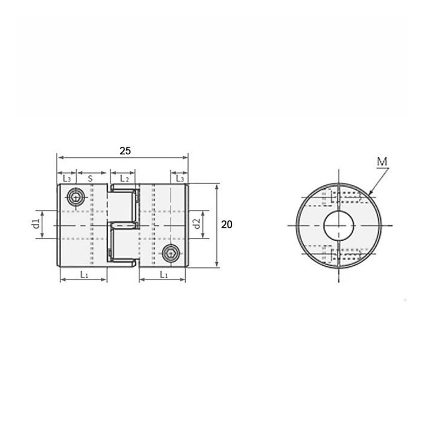 Couplage Plum, coupleur de moteur d'accouplement d'arbre Flexible D20L25
