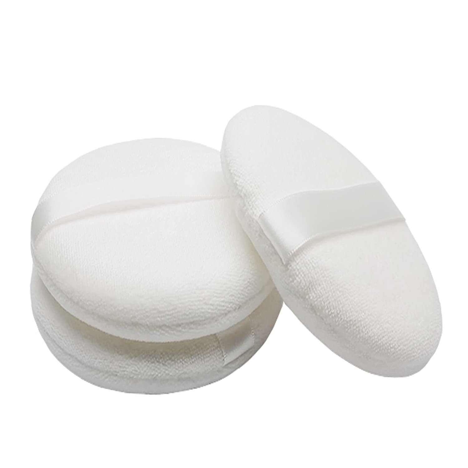 6 Pack 4 Inch Powder Puff, Ultra Soft Washable Large Round Cotton Powder Puff Loose Powder Puff, White