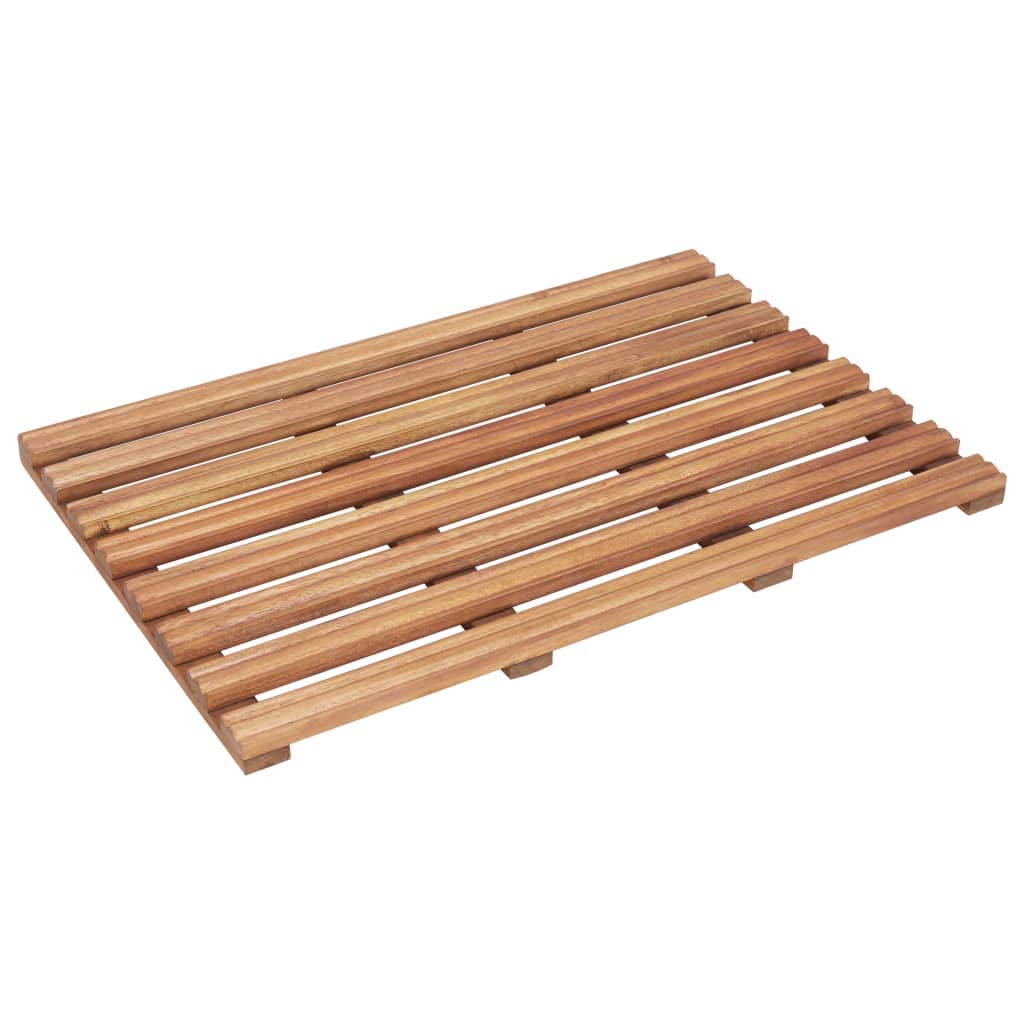 Alfombra de baño (2 piezas, madera de acacia maciza, 56 x 37 cm, antideslizante, para baño, bañera y ducha