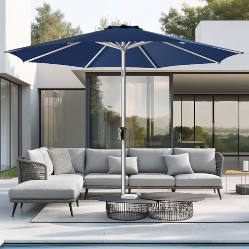 HOMSHADE 9ft Patio Umbrella - Aluminum Market Table Umbrella (Navy Blue)