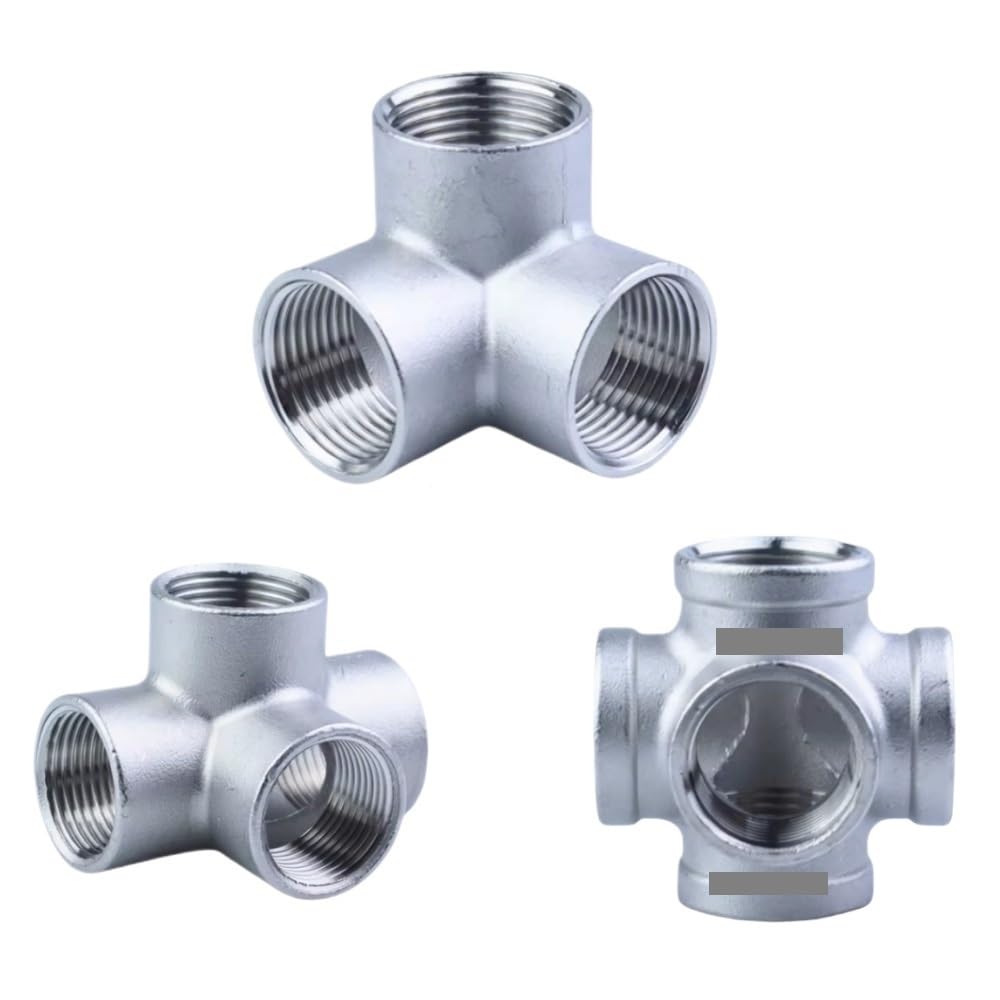 1PC 1-1/2" BSPT Femmina 3 Vie Angolo Croce Raccordo for Tubo in Acciaio Inox 304 Acqua Gas