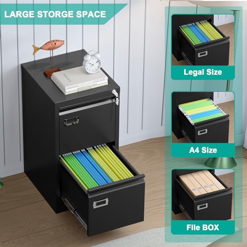Sisesol 2 Drawer File Cabinet With Lock,Two Drawer Filing Cabinet,Vertical Metal File Cabinet For Home Office Organizer Storage Cabinet Fit Letter/A4/Legal Size File thumb #2