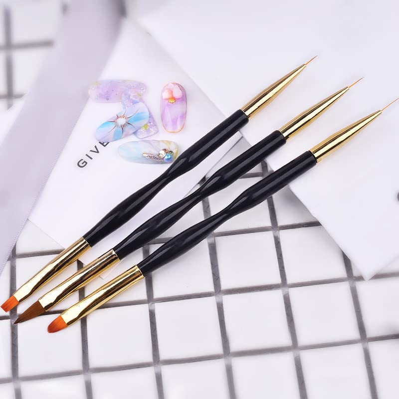 3Pcs Acrylic French Stripe Nail Art Liner Brush Set 3D Tips Manicuring Ultra-Thin Line Drawing Pen Gel Brushes Painting Tools Stylish