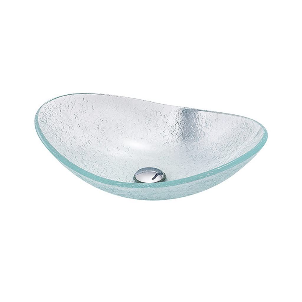 SBCGFY Vessel Sinks, Drain Sink Vessel Sink Tempered Glass Wash Basin Hotel Simple Creative Art Sink Bathroom Counter Wash Basin Farmhouse Sink